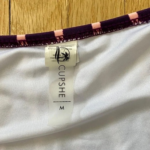 Cupshe Purple Pink Stripe & Floral Mid-Waisted Bikini Set - Size M - Picture 7 of 11